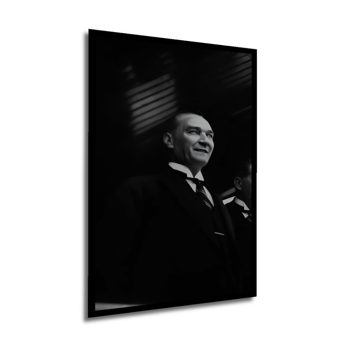 Çerçeve Görünümlü Dekoratif Ahşap Kare Atatürk Tablosu Ev/Ofis/İşyeri/Salon/Mutfak/Banyo Tablo