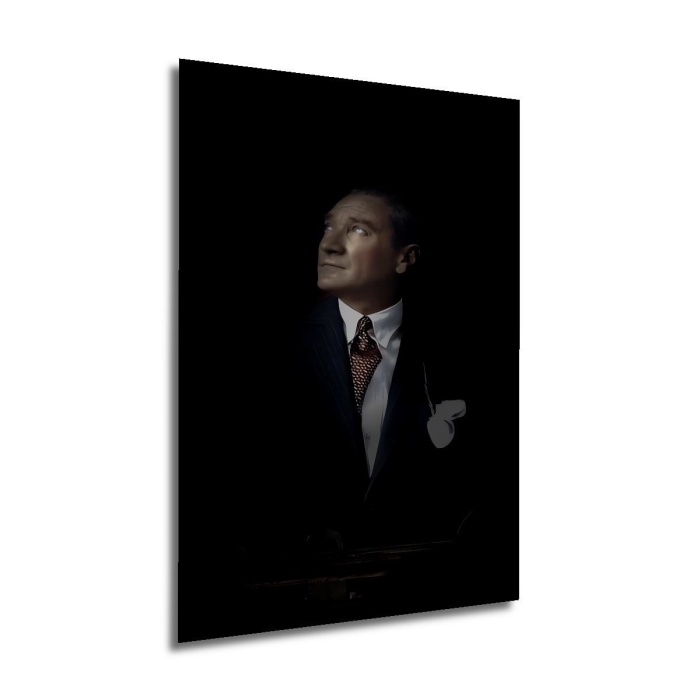 Çerçeve Görünümlü Dekoratif Ahşap Kare Atatürk Tablosu Ev/Ofis/İşyeri/Salon/Mutfak/Banyo Tablo