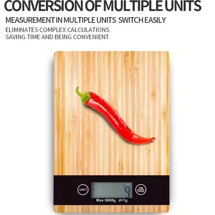 Crown Dijital Hassas Mutfak Tartısı - Terazisi-Hassas Ölçüm 5kg Bambu Görünümlü (5343)