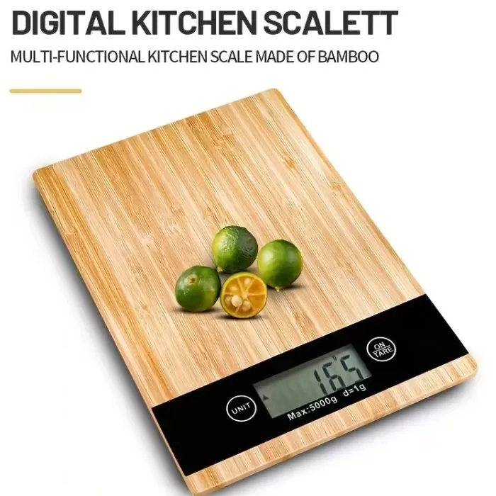 Crown Dijital Hassas Mutfak Tartısı - Terazisi-Hassas Ölçüm 5kg Bambu Görünümlü (5343)