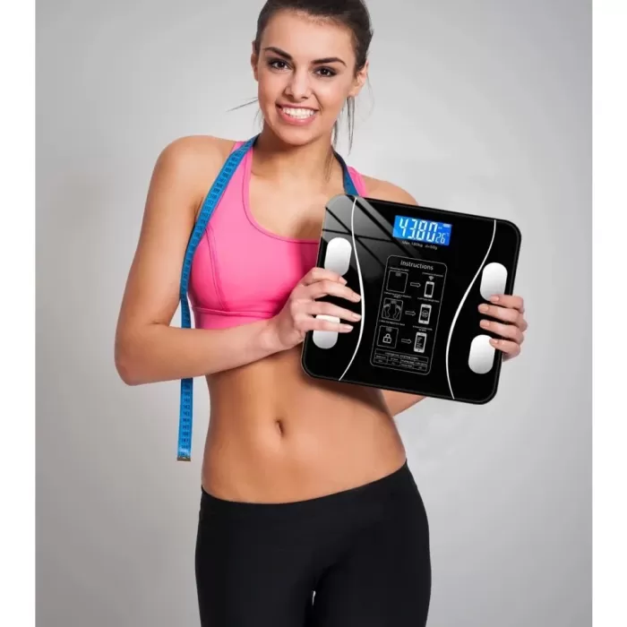 Yağ Ölçer Fonksiyonlu Dijital Baskül Elektronik Tartı Akıllı Bluetooth Lcd Dijital Ekran Ev Vücut (5343)