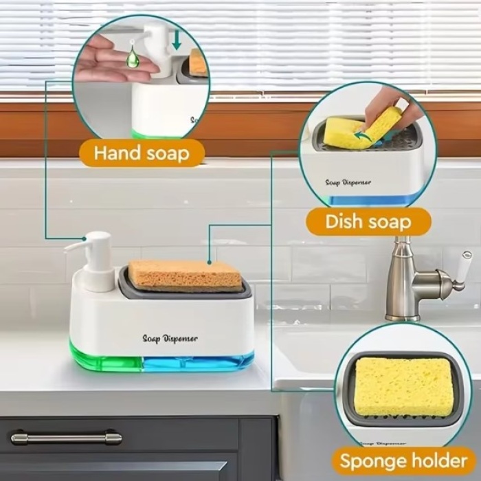 Çift Hazneli Sıvı Sabunluk, Süngerlik ve Otomatik Deterjanlık (5343)