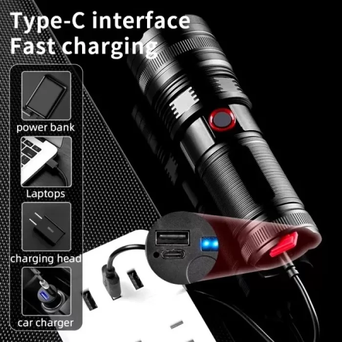 Taktik LED El Feneri 2000m, Güçlü Uzun Menzilli LED El Feneri XA-B702 (5343)