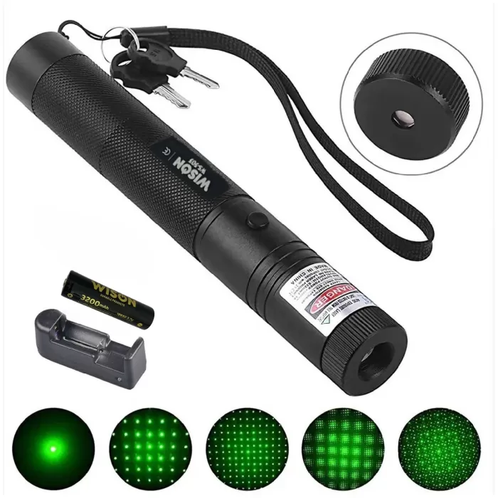 Wison WS-503 100MW 3.7V 3200 mAh Desen Başlıklı Şarjlı Yeşil Lazer Pointer (5343)