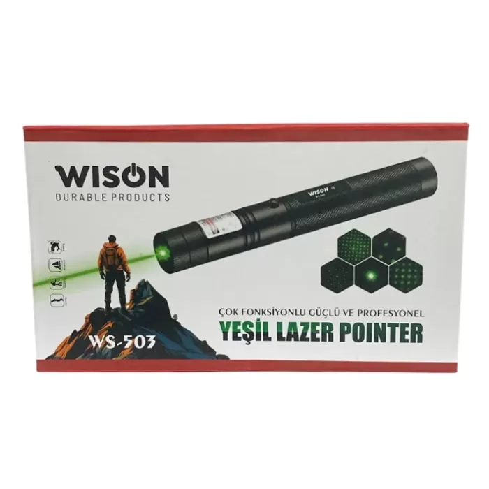 Wison WS-503 100MW 3.7V 3200 mAh Desen Başlıklı Şarjlı Yeşil Lazer Pointer (5343)