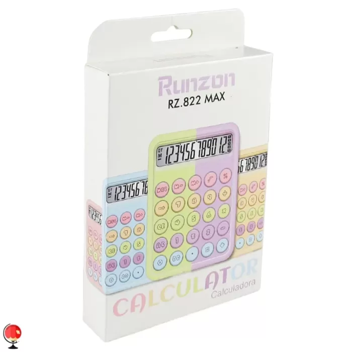Runzon Renkli Hesap Makinesi Yuvarlak Uçlu 12 Hane Mavi RZ-822 (5343)