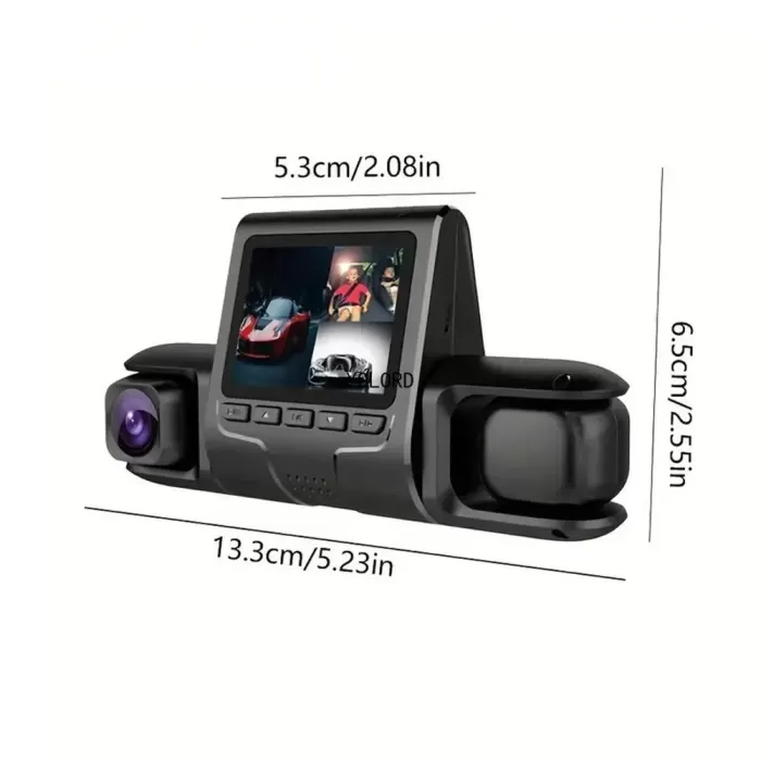 1080P Üçlü Lens Araba Dash Cam Dashcam Ön İç &amp;amp; Arka HD Araba DVR 120 ° Açı Döngü Kaydı Yerçekimi Sensörü (5343)