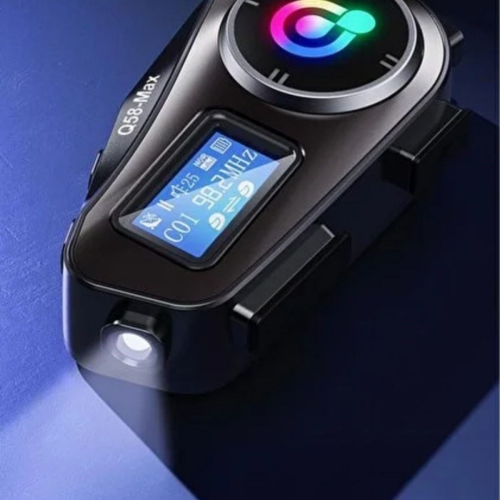 Q58 Motorsikletler İçin Fener Özellikli SD Kart Bölümlü LCD Ekranlı Kablosuz Bluetooth Kulaklıklı – Suya Dayanıklı Kask Kulaklığı (5343)