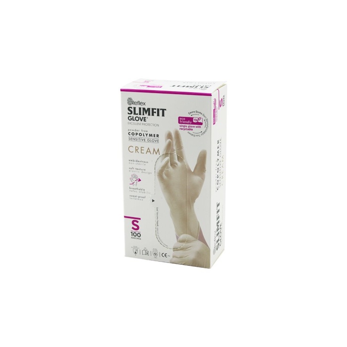 REFLEX SLİMFİT GLOVE KOD-030 S KREM PUDRASIZ MUAYENE ELDİVEN 100LÜ (5343)