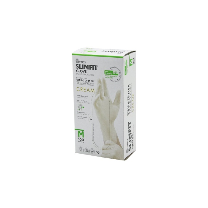 REFLEX SLİMFİT GLOVE KOD-029 M KREM PUDRASIZ MUAYENE ELDİVEN 100LÜ (5343)