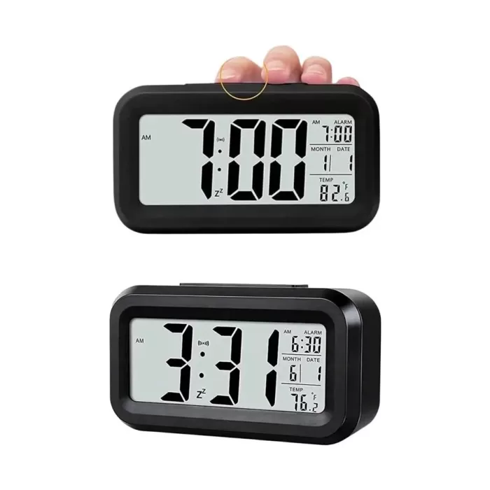 Masaüstü Saat Takvim Termometre Beyaz Siyah (5343)
