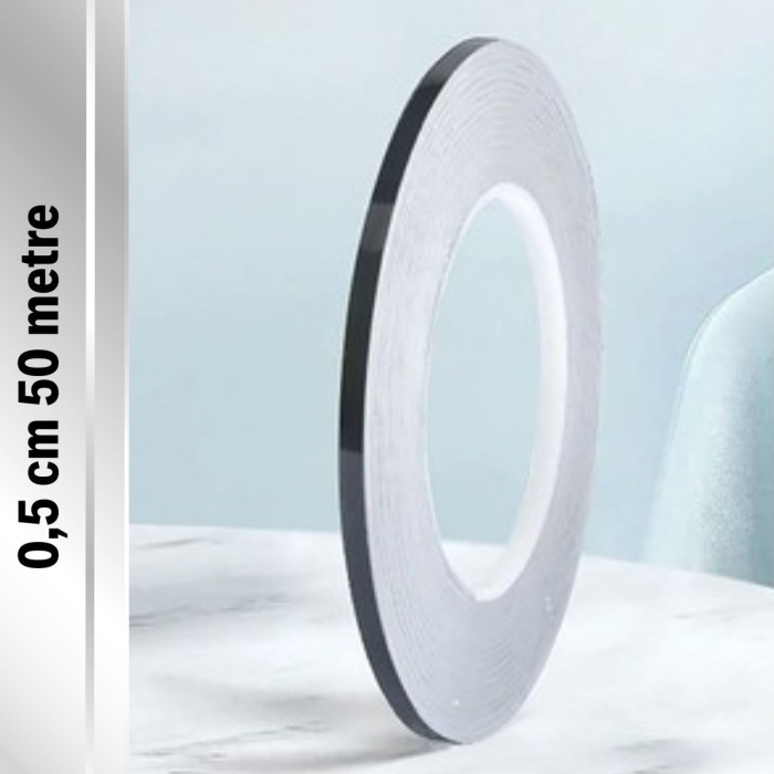 0.5 cm Kalınlık Gümüş Renk Fayans Arası Dekoratif Şerit Bandı – 50 Metre Uzunluk, Banyo ve Derz Arası Suya Dayanıklı Estetik Dekorasyon Bandı (5343)