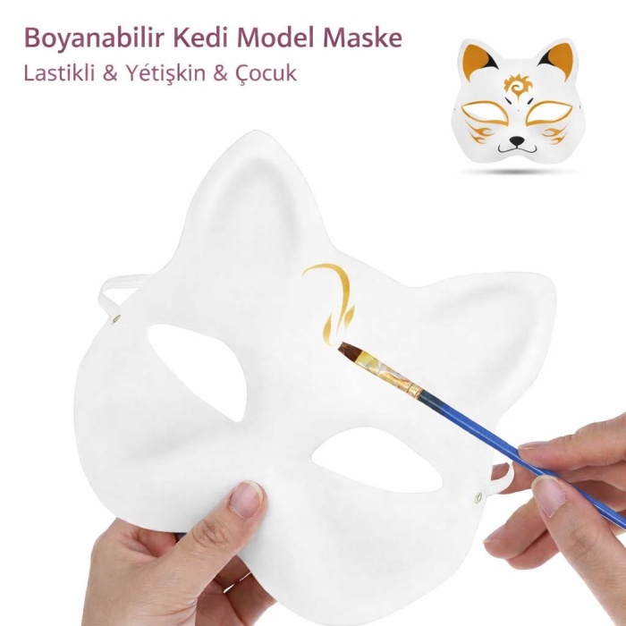 Boyanabilir Kedi Model Maske – Kendi Tasarımını Oluştur (5343)