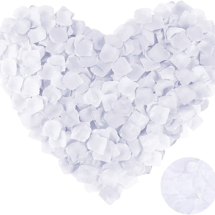 Beyaz Renk Gül Yaprağı Şekilli Konfeti 5 Paket 500 Adet (5343)