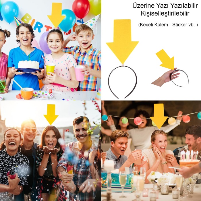 Kişiselleştirilebilir Ok Taç – Üzerine Yazı Yazılabilen Parti Tacı Sarı Renk (5343)