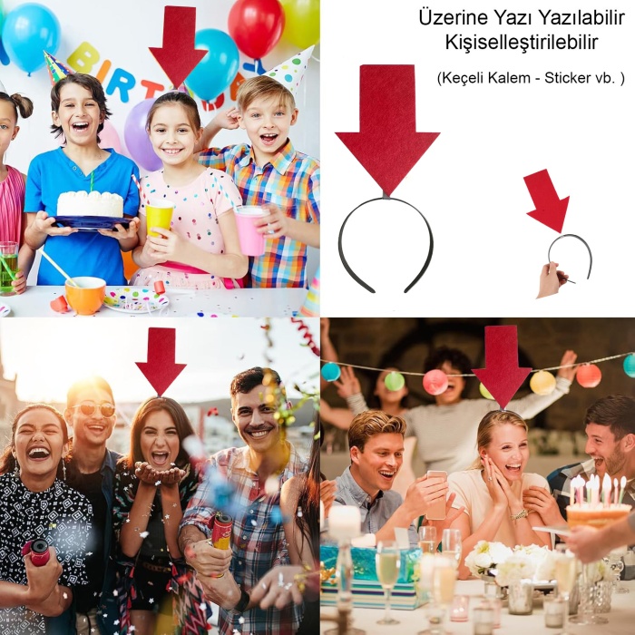 Kişiselleştirilebilir Ok Taç – Üzerine Yazı Yazılabilen Parti Tacı Kırmızı Renk (5343)