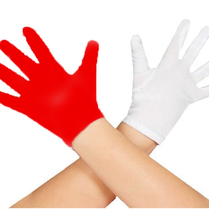 Gösteriler İçin 1 Çift Kırmızı Beyaz Pandomim Eldiveni Çocuk Boy (5343)