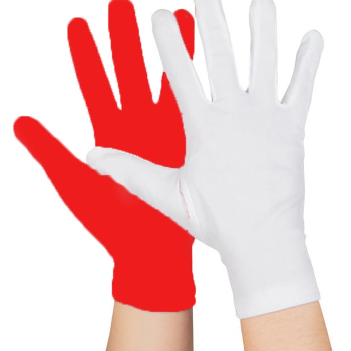 Gösteriler İçin 1 Çift Kırmızı Beyaz Pandomim Eldiveni Çocuk Boy (5343)