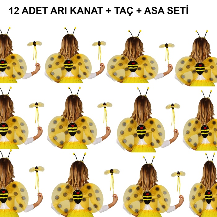 Okul Gösterileri için 12&amp;apos;li Arı Kanadı Seti - Etkinlik Kanatları (5343)