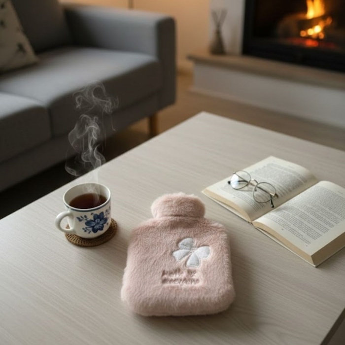 Hello Everyone Yazılı Kurdeleli Pembe Peluş Sıcak Su Torbası 1 Lt – Yumuşak Kılıf, Uzun Süre Sıcak Tutan Termal Su Torbası (5343)