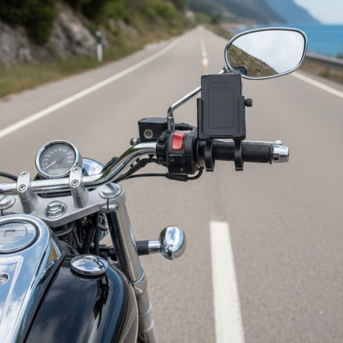 Evrensel Motosiklet Telefon Tutucu – Kaymaz, Kilitlenebilir Güvenli Tutuşlu, 360° Ayarlanabilir Gidon Bağlantılı Akıllı Telefon Aparatı (5343)