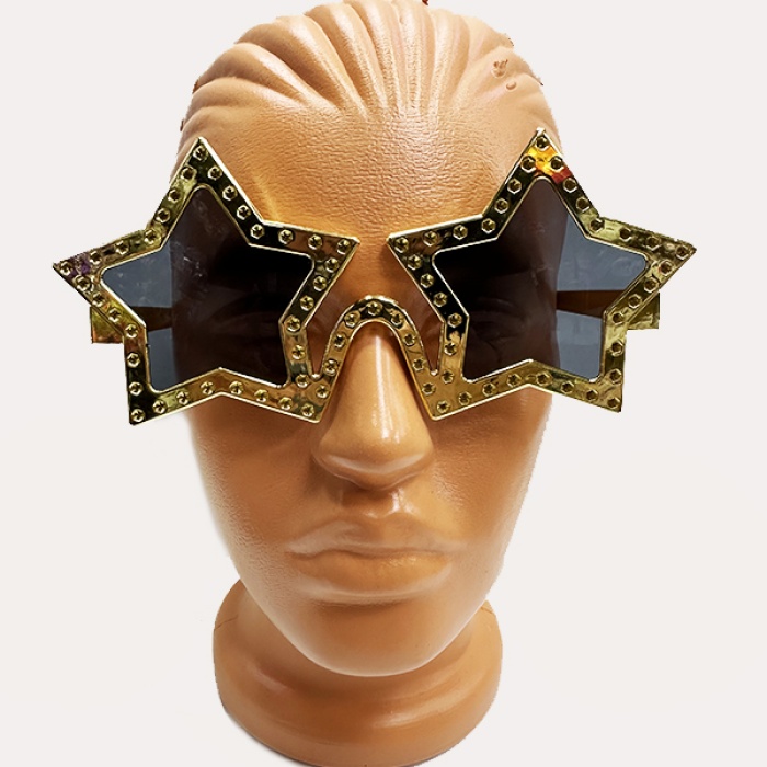 Yıldız Şekilli Parlak Metalize Parti Gözlüğü Altın Renk 16X7 cm (5343)