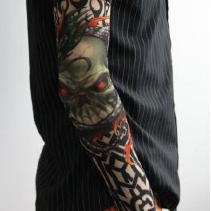 Giyilebilir Kol Dövmesi Çorap Dövme 3D Baskılı Kol Bacak Dövme 2 Adet Model 14 (5343)