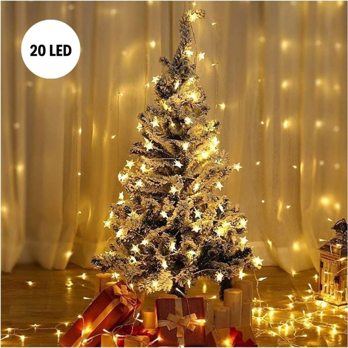 Yıldız Şekilli 3.5 Metre USB LED Işık – 20 Adet LED’li Dekoratif Ortam Aydınlatması (5343)