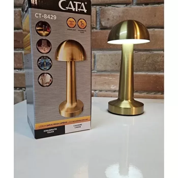 GOLD Mantar Lamba CT-8429 Lizbon 3 Renk Şarjlı Masa Lambası (5343)