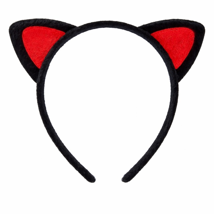Peluş Kedi Kulak Taç Kırmızı Siyah – Çocuk Parti &amp;amp;amp; Kostüm Tacı (5343)