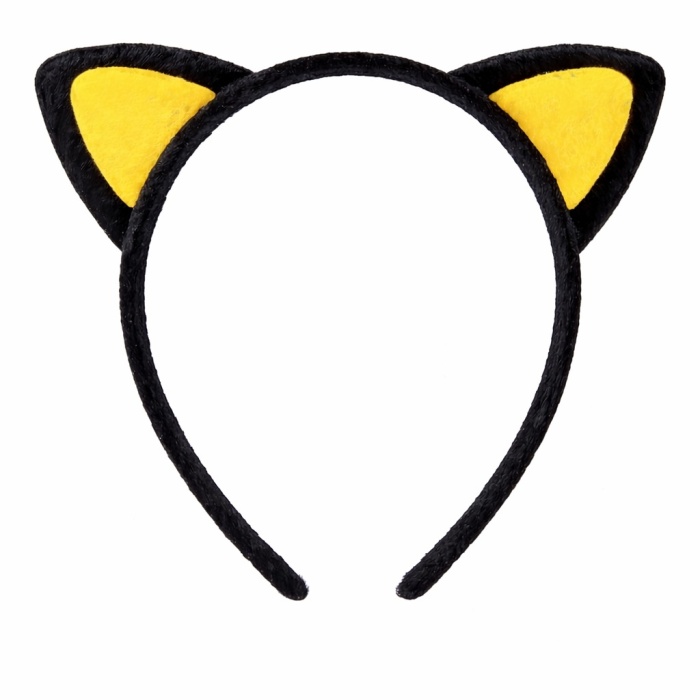 Peluş Kedi Kulak Taç Sarı Siyah – Çocuk Parti &amp;amp;amp; Kostüm Tacı (5343)