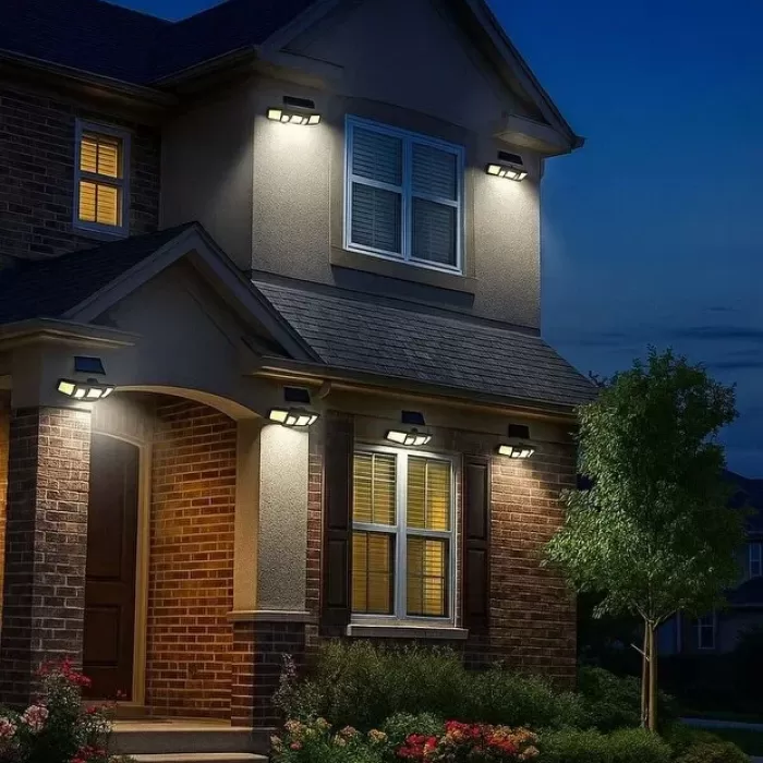 Üçlü Solar Led Projektör – Beyaz Işık – Sensörlü Dış Mekân Aydınlatma (5343)