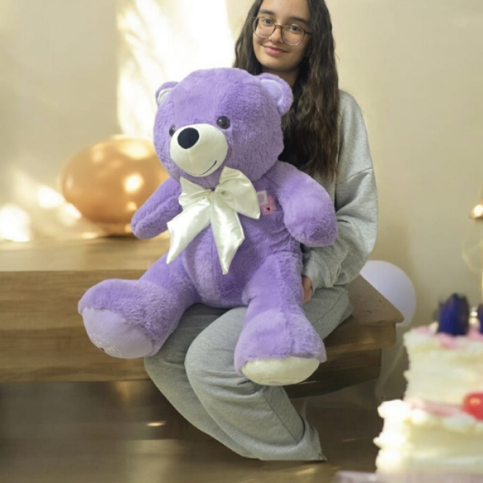 80 cm Mor Balım Ayısı Peluş Oyuncak – Büyük Boy, Yumuşak ve Sevimli Ayıcık
