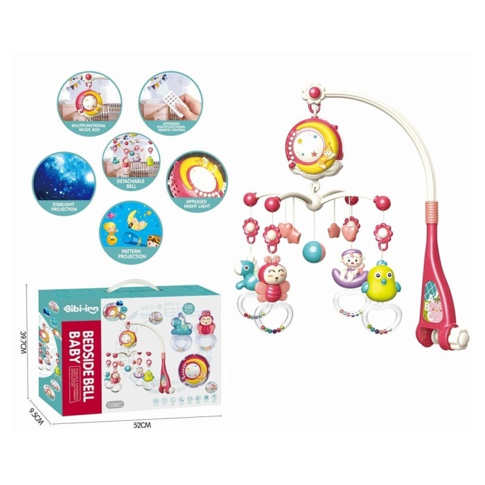 BIB648A54 -Işıklı Müzikli Kumandalı Kırmızı Bebek Dönencesi