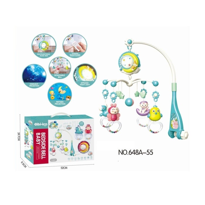 BIB-648A-55 -Işıklı Müzikli Kumandalı Mavi Bebek Dönencesi