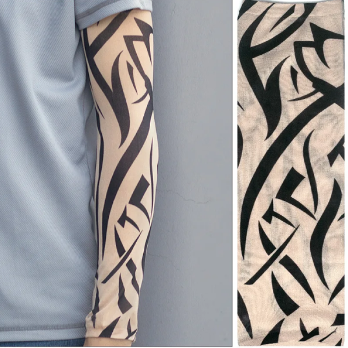 Giyilebilir Kol Dövmesi Çorap Dövme 3D Baskılı Kol Bacak Dövme 2 Adet Model 7 (5343)