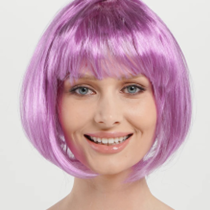 Rose Pembe Renk Düz Kesim Küt Parti Peruğu Kısa Takma Saç (5343)