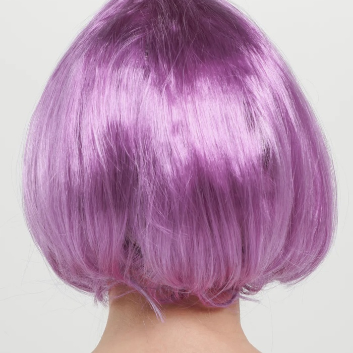 Rose Pembe Renk Düz Kesim Küt Parti Peruğu Kısa Takma Saç (5343)