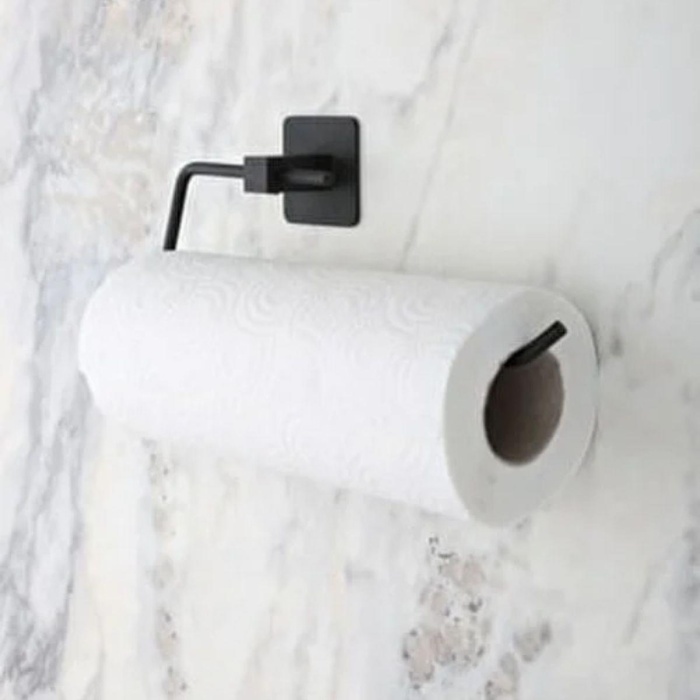 Kendiliğinden Yapışkanlı Siyah Paslanmaz Metal Rulo Havluluk Aparat (5343)