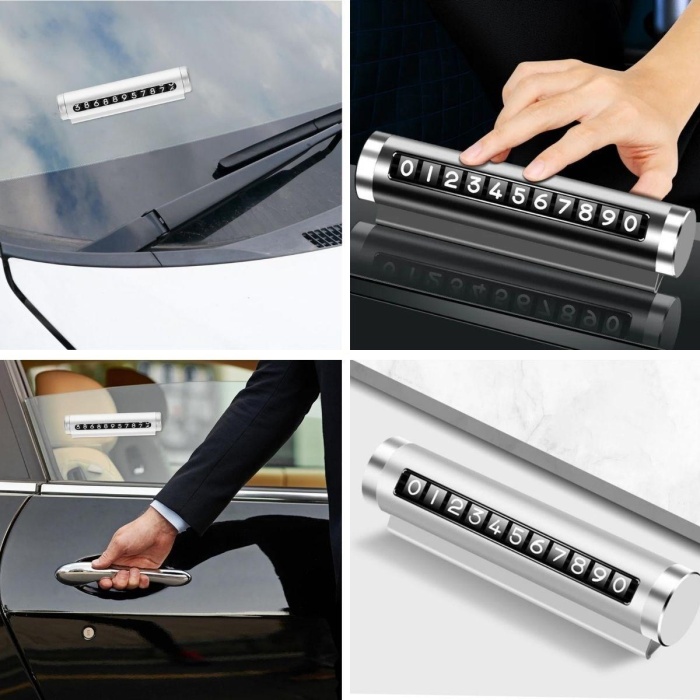Alüminyum Kasa Gri Renk Çevirmeli Araç Içi Telefon Numaratörü Park Oto Numaratörü (5343)