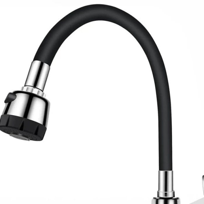 Renkli Silikonlu Oynar Başlıklı 2 Fonksiyonlu Spiral Musluk Başlığı - Siyah (5343)