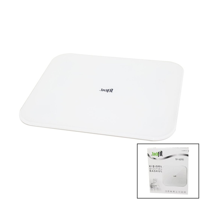 GİZLİ EKRAN -SOFT BEYAZ CAM ZEMİN  DİJİTAL BASKÜL TERAZİ 180KG SENSÖR -LED EKRAN -ODA℃ TF-1070 (5343)