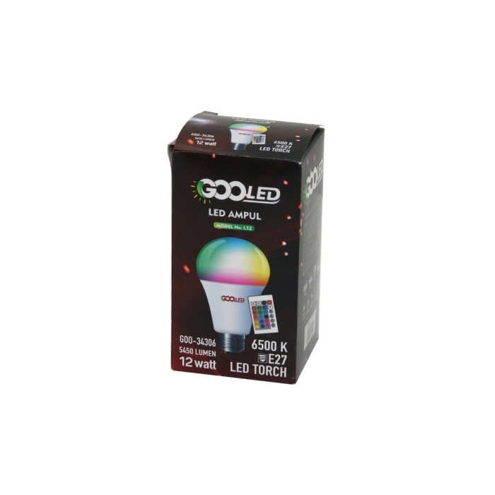 12W KUMANDALI RGB=RENKLİ LED AMPUL E27 5450 LUMEN 6500K 15000 SAAT ÖMÜR (5343)