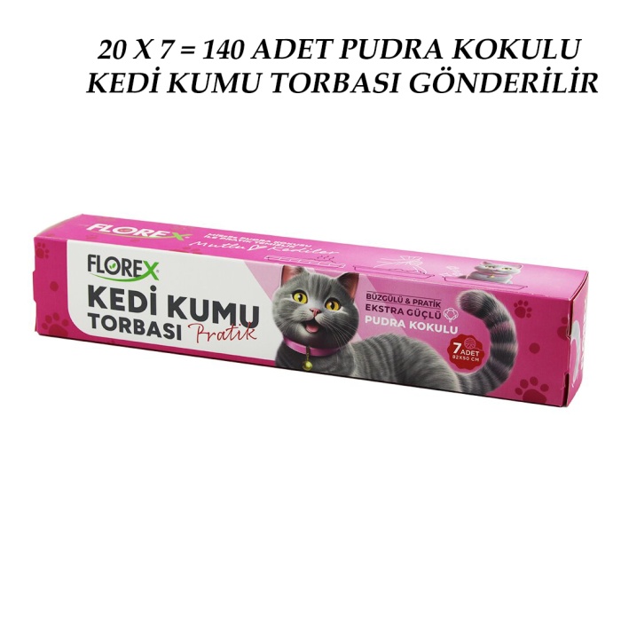 140 ADET KEDİ - EVCİL HAYVAN  KUMU TORBASI PRATİK PUDRA KOKULU  BÜZGÜLÜ - EXTRA GÜÇLÜ 82X50CM (5343)