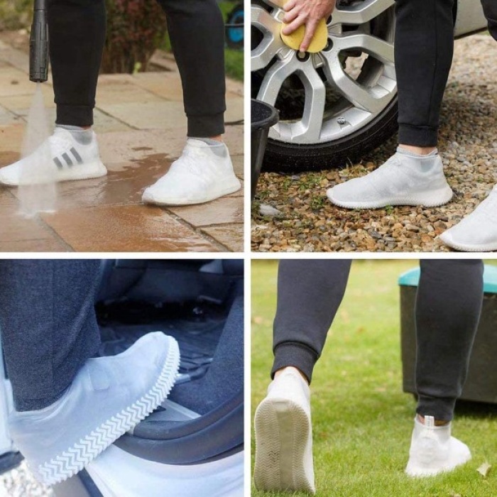 Silikon Ayakkabı Kılıfı Kaymaz Su Kir Geçirmez   L Beden Siyah (5343)