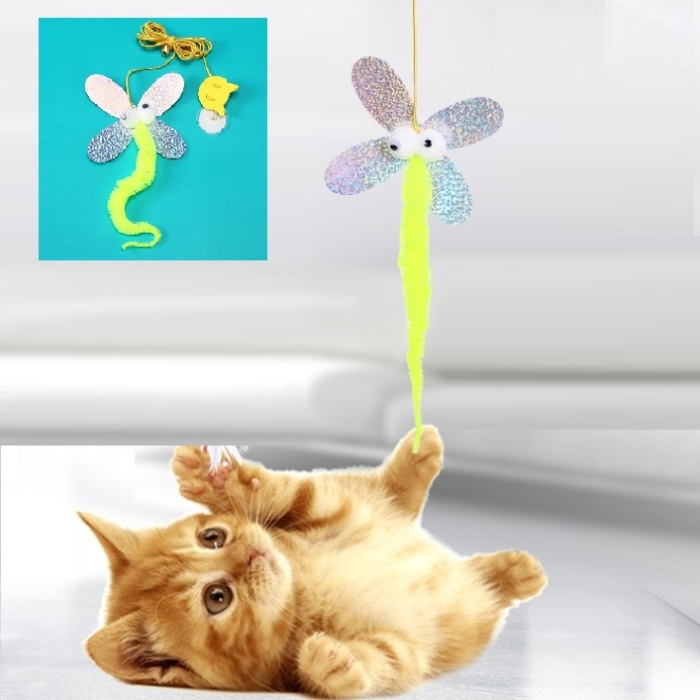 Kelebek Model Elastik Kendinden Yapışkanlı Kedi Oyun Oltası (5343)