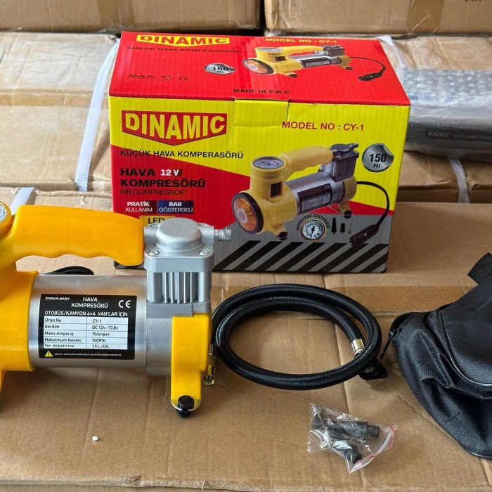 OTO - ARAÇ HAVA KOMPRESÖRÜ KAMYON - OTOBÜS - DC/12V-13.5V - 15Amp - 150PSI - BAR GÖSTERGE - LED AYDINLATMA CY-1  (5343)