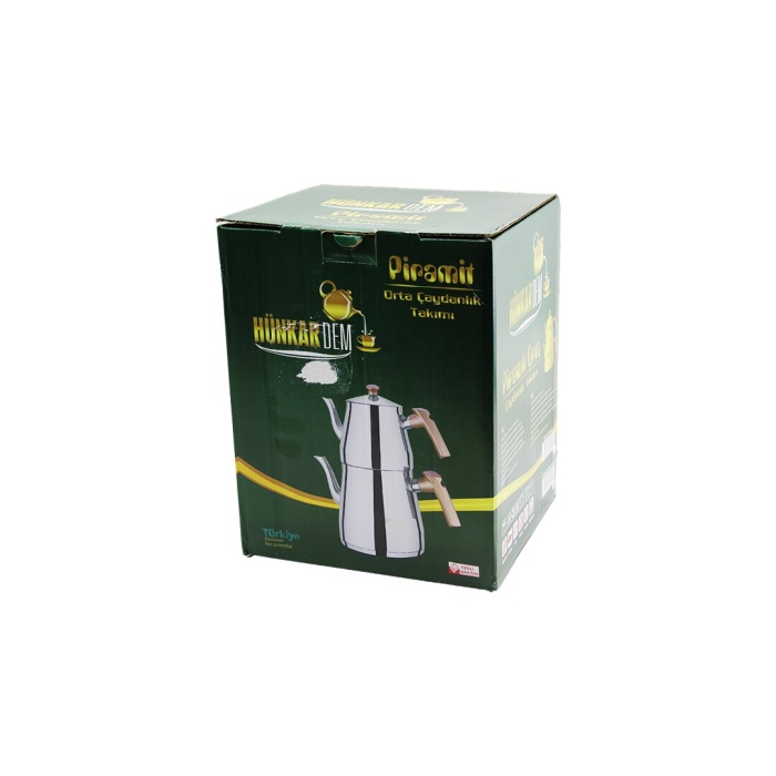 PİRAMİT ORTA BOY ÇELİK ÇAYDANLIK SETİ - TAKIMI RENKLİ BAKALİT KULP ÜST DEMLİK : 1.1LT - ALT SULUK: 2LT KENDİNDEN SÜZGEÇLİ (5343)