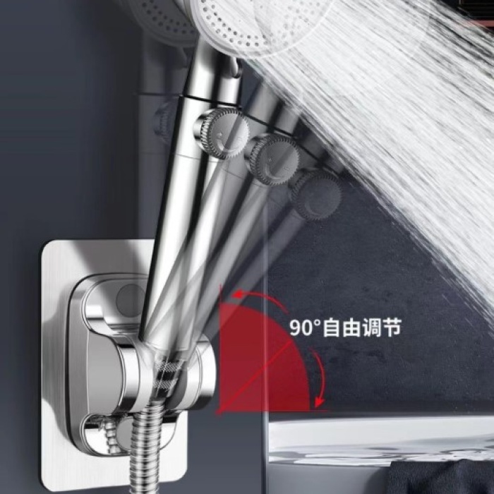 Yapışkanlı Duş Başlığı Tutucu Ayarlı Siyah (5343)