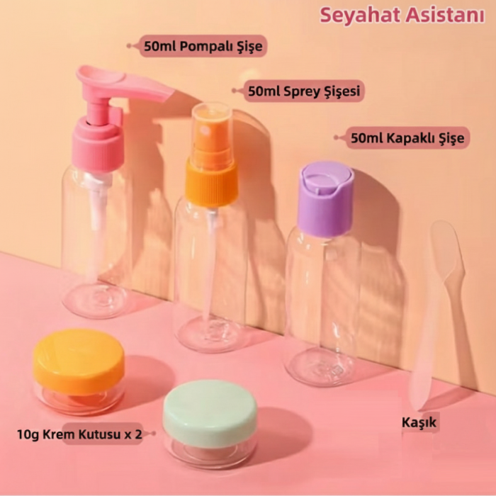 6 Parça Renkli Kapaklı Seyahat İçin Boş Şişe Seti (5343)